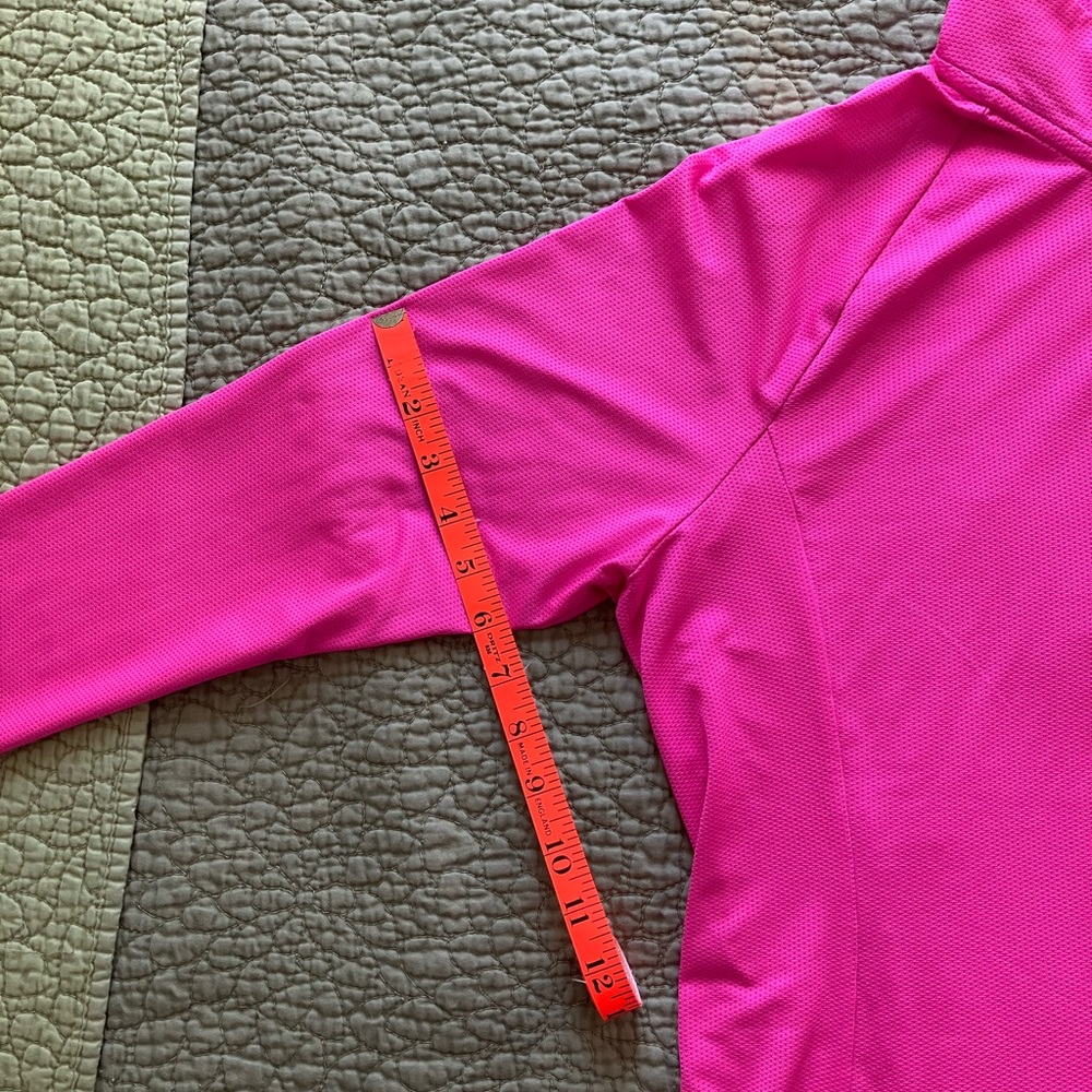 🎉 3/$15 Adidas Women’s Golf Hot Pink Quarter-Zip Long Sleeve Top L - Picture 11 of 12